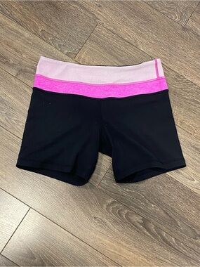 lululemon athletica Black Shorts with Pink Two-Tone Waistband